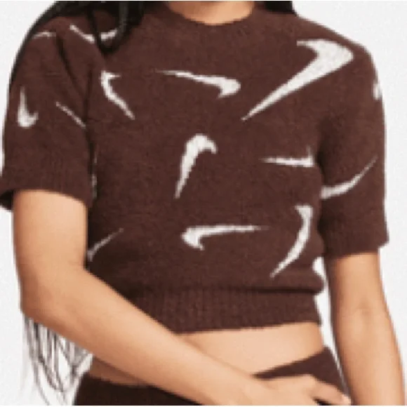 Nike Chocolate Brown Pants and Top with White Swoosh Pattern - Picture 2 of 2